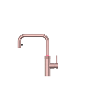 Quooker Flex Square kokendwaterkraan - draaibare & uittrekbare uitloop - PRO3 incl. Cube reservoir - Warm / kokend / bruisend / gefilterd water - rosé koper