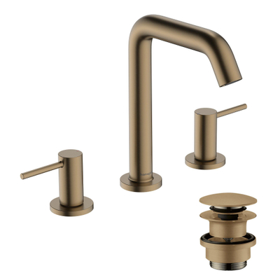 Hansgrohe Tecturis Wastafelkraan - mengkraan - rond - 15.6cm uitloop - 3-gats - geborsteld brons