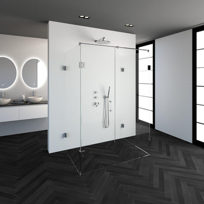 BRAUER Create Cabine de douche XL 140x100cm sans profilé avec verre de sécurité anticalcaire 8mm Chrome brillant