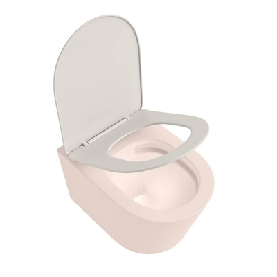 Mondiaz LAVIE WC suspendu – sans bride – 36 x 53 cm – avec abattant softclose – Rosee (rose), abattant Linen (blanc cassé)