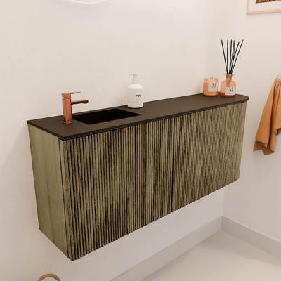 Mondiaz JOYA 101.6cm toiletmeubel - ronding rechts kleur Dusk - Wastafel FAYE positie Links 1 kraangat kleur Urban.