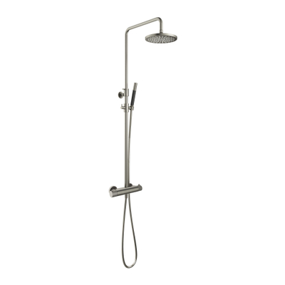 Hotbath Cobber X SDS9 ensemble de douche à effet pluie thermostatique avec douche de tête ronde 20 cm douchette barre nickel brossé