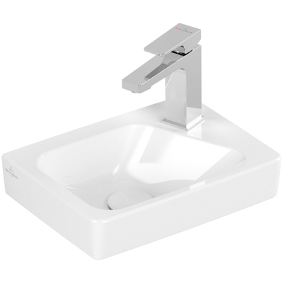 Villeroy & boch Architectura Fontein - 26.5x36cm - 1 kraangat - links - overloop - antibacterieel - wit alpin