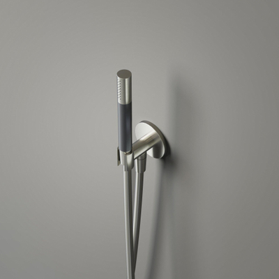 Hotbath Cobber M440 douchette à main en barre avec support mural et sortie et flexible de douche 150cm nickel brossé