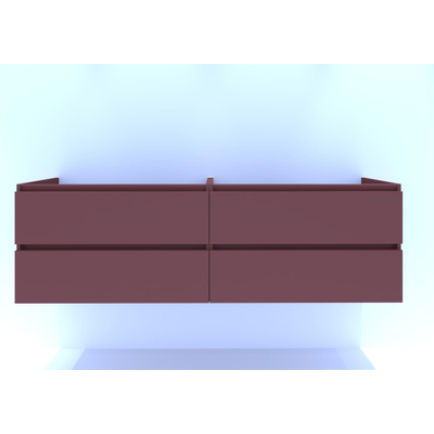 HR badmeubelen Infinity Meuble sous lavabo - 180x44.8x55cm - 4 tiroirs - double découpe siphon - sans poignée - terra mat