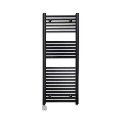 Sanicare Lumara Elektrische Radiator - 120x50cm - 750W - zilvere thermostaat - linksonder - wifi - aluminium - mat zwart