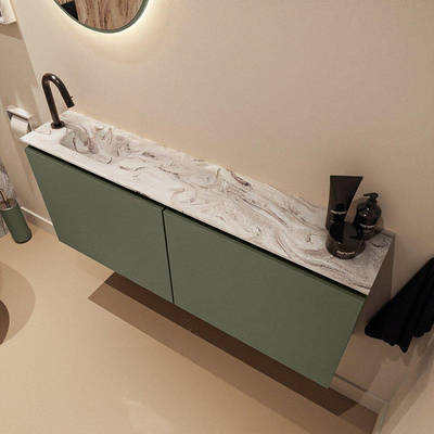 MONDIAZ TURE-DLUX 120cm toiletmeubel Army. EDEN wastafel Glace positie links. Met 1 kraangat.