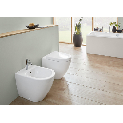 Villeroy & Boch Subway 2.0 staand bidet - 37x56cm - 3 kraangaten middelste open - met overloop - White Alpine (glans wit)