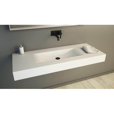 Ideavit SolidVolo Wastafel 120x48x11cm 0 kraangaten Solid surface mat wit