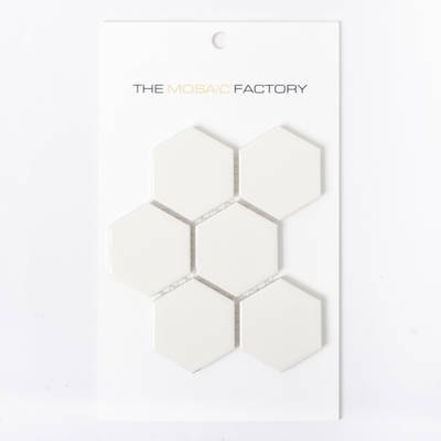 ÉCHANTILLON The Mosaic Factory Barcelona carreau mosaïque 5,1x5,9x0,6cm carreau mural pour intérieur et extérieur Hexagone Céramique Extra blanc
