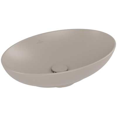 Villeroy & Boch Loop & Friends opzetwastafel - 56x38cm - zonder kraangat - met overloop CeramicPlus - mat almond (beige)