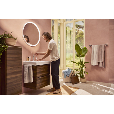 Hansgrohe Xelu Q Armoire mi-haute - 106.5x40x35cm - 1 porte - poignée blanc mat - fermeture amortie - charnière gauche - dark walnut