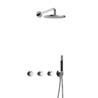 Hotbath Cobber X IBSX70 Ensemble de douche de pluie encastré - douche de tête 20cm - bras de douche mural 38,5cm - douchette à main barre 1 jet - Chromé
