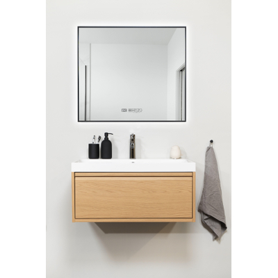 Eurom Sani 400 Mirror spiegel – 80x70 cm – indirecte LED rondom – infraroodverwarming 400 W – Zwart mat