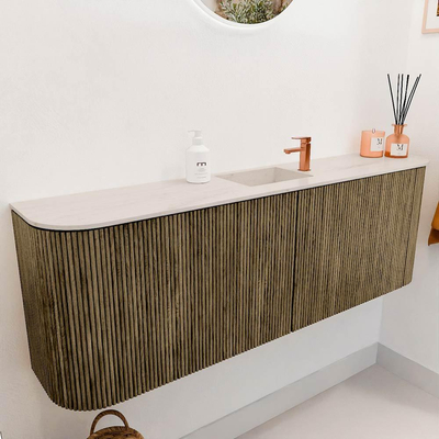 Mondiaz JOYA-DLUX 123.2cm toiletmeubel - ronding links en rechts kleur Dusk - Wastafel FAYE positie Midden 1 kraangat kleur Meli.