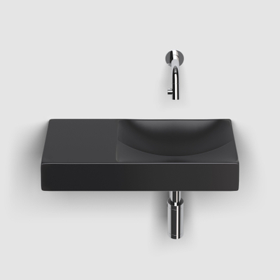 Clou Vale céramique lave-mains 45x19x7cm pré-percé trou de robinet à gauche Noir mat
