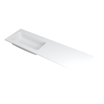 INK Faktor Lavabo - 160x45x1.5cm - 1 vasque à gauche - 0 trous de robinetterie - polystone blanc mat