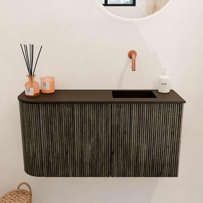 Mondiaz JOYA 81.6cm toiletmeubel - ronding links kleur Shadow - Wastafel FAYE positie Rechts Zonder kraangat kleur Urban.
