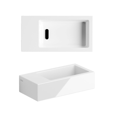 Clou Flush 3 fontein 36x18x9cm zonder kraangat links Keramiek Wit incl. plug - OUTLET UDEN