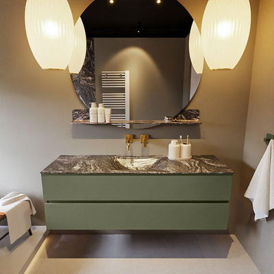 Mondiaz VICA-DLUX ensemble de meuble de salle de bain - 150cm - meuble sous-vasque armée - 2 tiroirs - lavabo encastré nuage milieu - sans trous de robinet - version haute de 60cm - lave