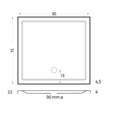 Xenz Mariana douchebak - 80x75x7 - Acryl - wit