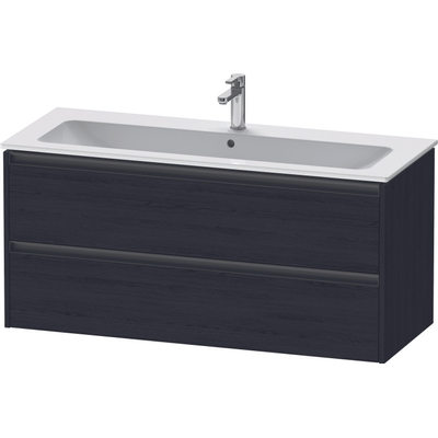 Duravit Ketho.2 Wastafelonderbouwkast - met 2 laden - voor enkele wastafel - 121x48x55cm - met grepen antraciet - eiken zwart mat