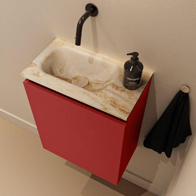 MONDIAZ TURE-DLUX Meuble de toilette 40cm Fire. EDEN vasque Frappe position gauche. Sans trou de robinet.