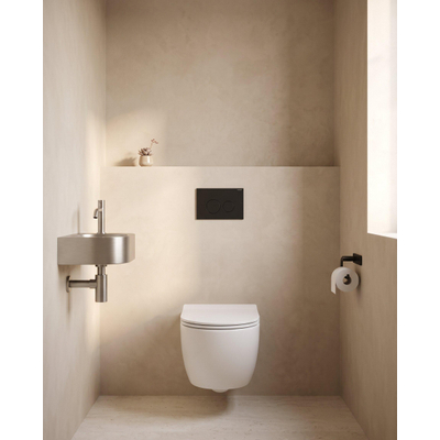 QeramiQ Dely Swirl Toiletset - 36.3x51.7cm - Geberit UP720 Duofix Sigma inbouwreservoir - slim zitting - bedieningsplaat mat antraciet - ronde knoppen - glans wit
