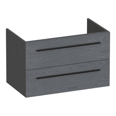 BRAUER Trust meuble sous-lavabo 80 sans poignées rapportées 2 tiroirs à fermeture douce et 1 découpe pour siphon - Timber Grey