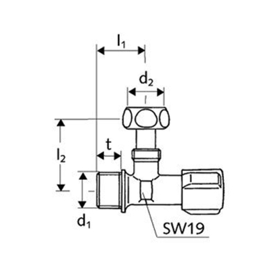 Schell Comfort robinet d'arrêt d'angle avec raccord 1/2x3/8 à compression chrome