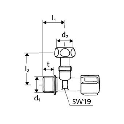 Schell vanne d'arrêt d'angle confort avec raccord 1/2x3/8 clamp chrome