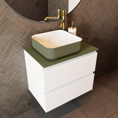 Mondiaz TOP 23 Topblad - 40x23.5x0.9cm - geschikt voor afdekplaat - Solid surface - Army