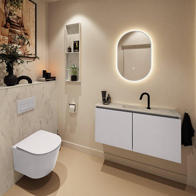 MONDIAZ TURE-DLUX 100cm toiletmeubel Cale. EDEN wastafel Opalo positie midden. Met 1 kraangat.
