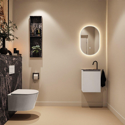 MONDIAZ TURE-DLUX Meuble toilette - 40cm - Linen - EDEN - vasque Lava - position gauche - 1 trou de robinet