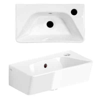 Clou InBe Fontaine - 40.5x22.5x11cm - avec trou de robinet - céramique - blanc