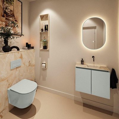 MONDIAZ TURE-DLUX 60cm toiletmeubel Greey. EDEN wastafel Frappe positie rechts. Zonder kraangat.