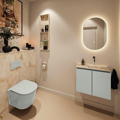 MONDIAZ TURE-DLUX Meuble toilette - 60cm - Greey - EDEN - vasque Frappe - position droite - sans trou de robinet