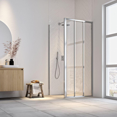 Sealskin Hooked Paroi latérale pour porte coulissante 90x200 cm, verre de sécurité clair 6 mm avec traitement anticalcaire chrome