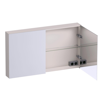 BRAUER Impress Deluxe armoire de toilette - 120x70x15cm - éclairage interne et externe - 2 portes miroir double face - mat sable
