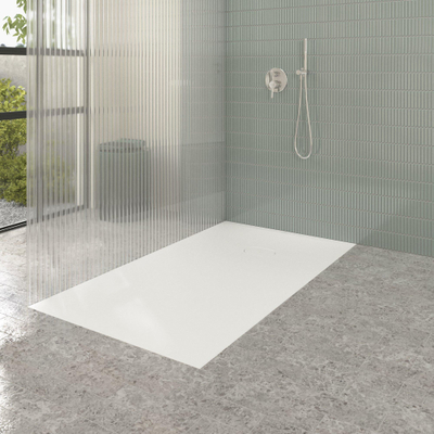 Villeroy & Boch Ecora douchebak - 160x90x4.5cm - afvoer korte zijde - stone white (wit)