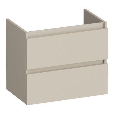 BRAUER Joy meuble sous-lavabo peu profond - 60x39x50cm - 2 tiroirs à fermeture douce - sans poignée - 1 découpe pour siphon - beige mat