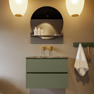 Mondiaz VICA-DLUX Ensemble de meuble de salle de bain - 70cm - meuble sous-vasque armée - 2 tiroirs - lavabo encastrée nuage milieu - sans trous de robinet - version haute de 60cm - lave