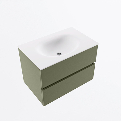 Mondiaz VICA ensemble de meuble de salle de bain - 70cm - meuble sous-vasque armée - 2 tiroirs - lavabo lune milieu - sans trous de robinet - version haute 60cm - talc