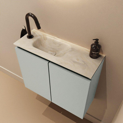 MONDIAZ TURE-DLUX 60cm toiletmeubel Greey. EDEN wastafel Ostra positie links. Met 1 kraangat.