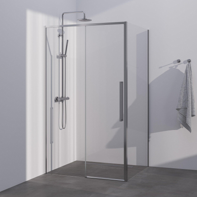 BRAUER Season cabine de douche - 100x80x200cm - porte coulissante - verre transparent - réversible - revêtement de verre - inox