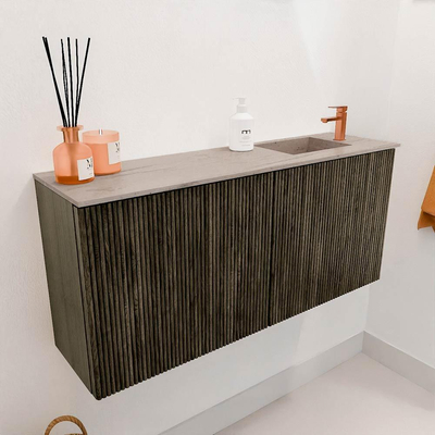 Mondiaz JOYA-DLUX 90cm meuble de salle de bains - couleur Shadow - Lavabo FAYE position Droite 1 trou de robinet couleur Saba.