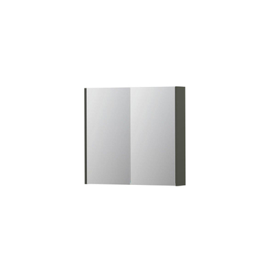 INK SPK2 Spiegelkast - 80x14x74cm - 2 deuren - dubbelzijdige Spiegel - schakelaar en stopcontact - MDF lak Mat beton groen