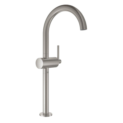 GROHE Atrio Mitigeur rehaussé XL-size 1 trou avec bonde push open Supersteel brossé