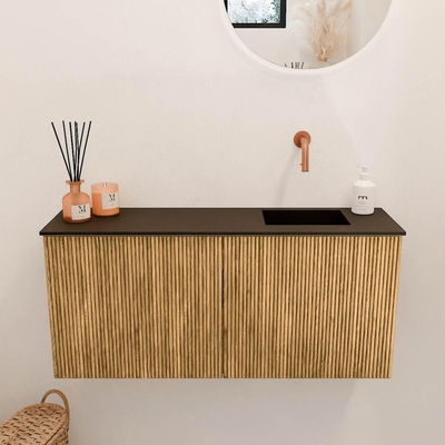 Mondiaz JOYA 90cm toiletmeubel - kleur Oak - Wastafel FAYE positie Rechts Zonder kraangat kleur Urban.