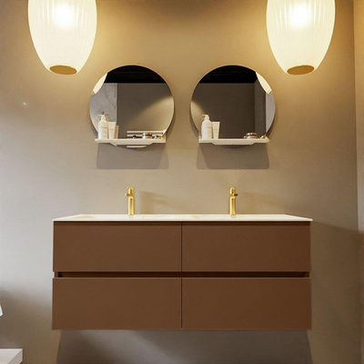 Mondiaz VICA-DLUX ensemble de meuble de salle de bain - 120cm - meuble sous-vasque repos - 4 tiroirs - lavabo encastré cloud double - 2 trous de robinet - version haute de 60cm - opalo